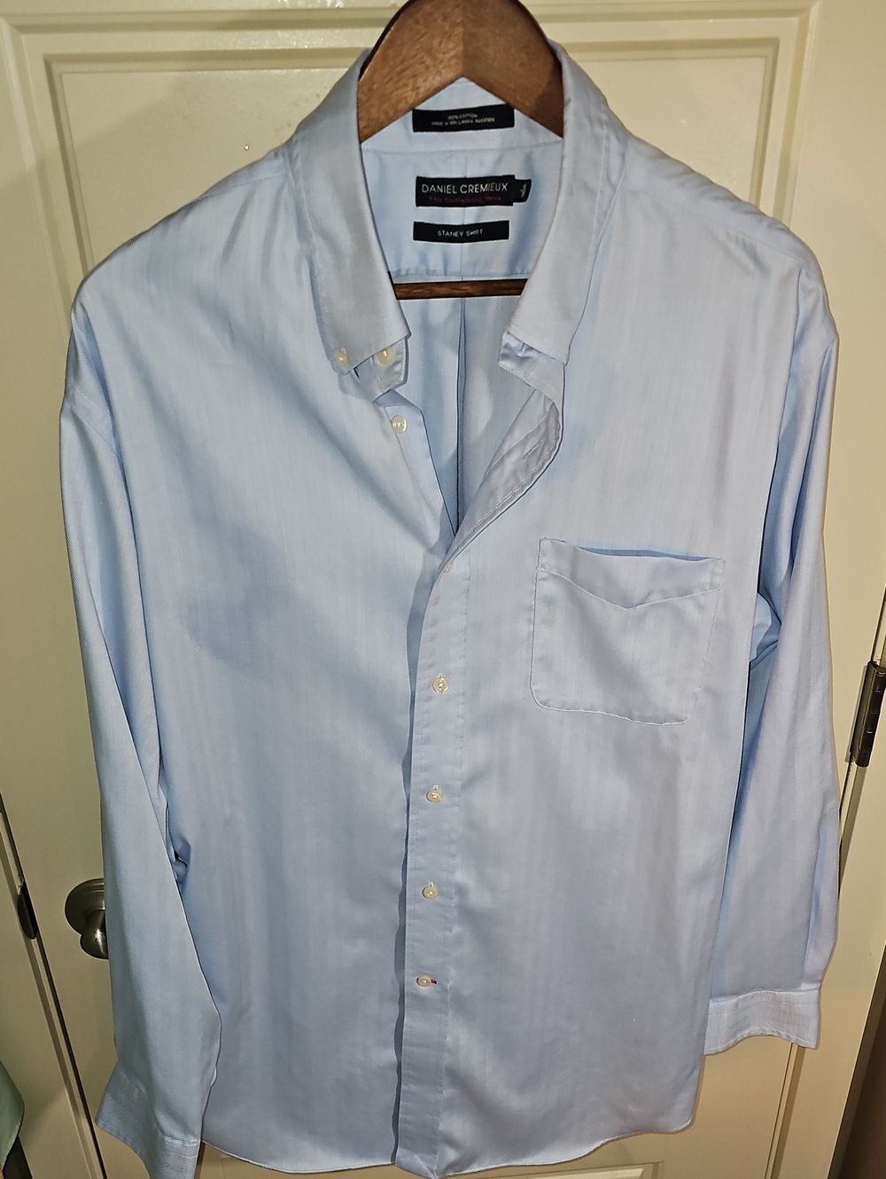 Daniel Cremieux Pale Blue Herringbone Men's Button-Front Dress Shirt size 18/35
